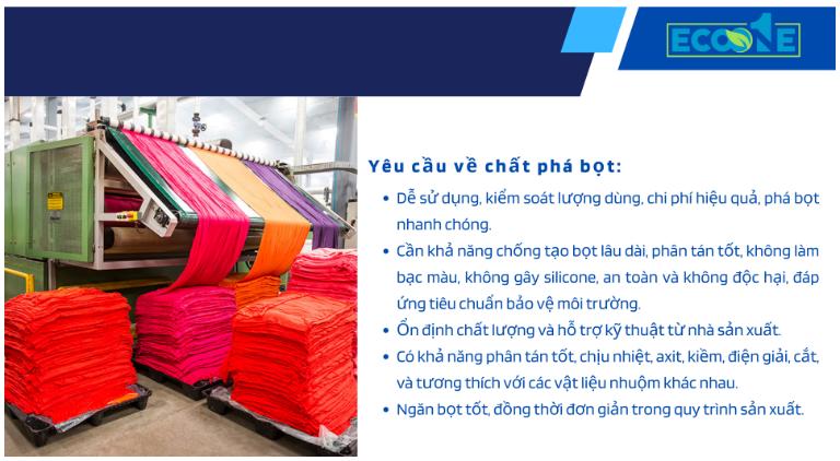 Yêu cầu về chất phá bọt trong dệt may